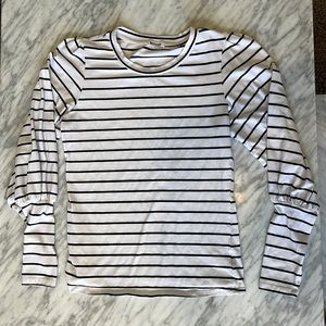 Black and white puff sleeve shirt